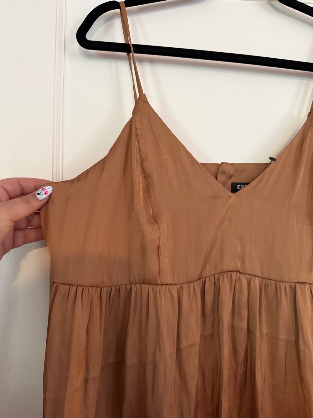 Express Rust Tan Spaghetti Strap Babydoll Camisole - Picture 3 of 4